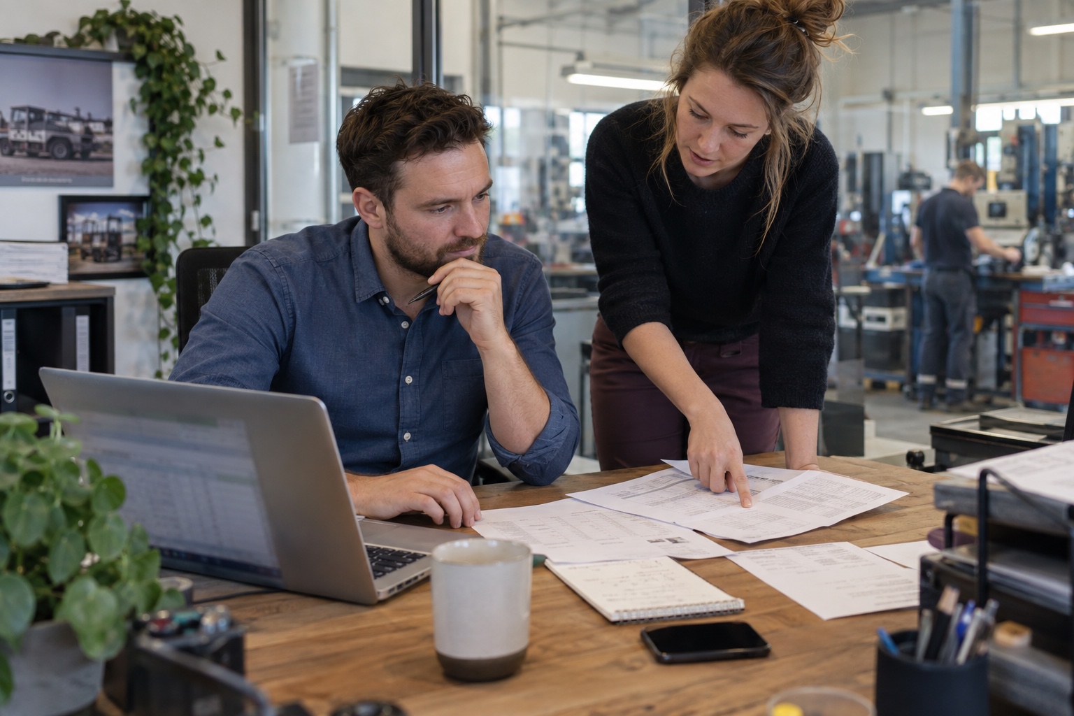 Twee collega’s vergelijken werklijsten en zoeken samen naar de actuele stand van zaken