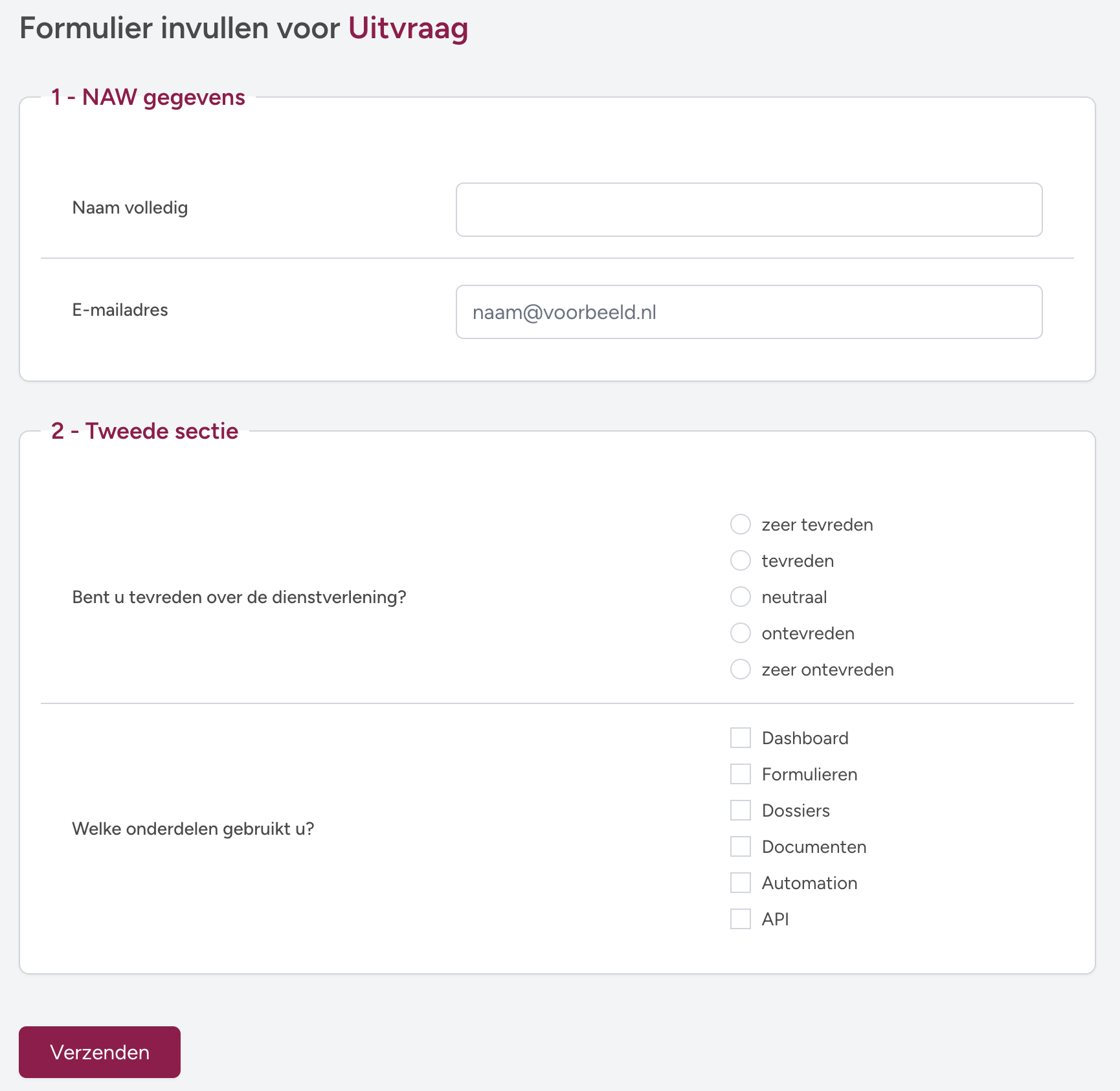 Formulieren screenshot